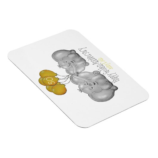 50e Golden Wedding Jubileum schattige olifant Magneet (Rechterzijde)