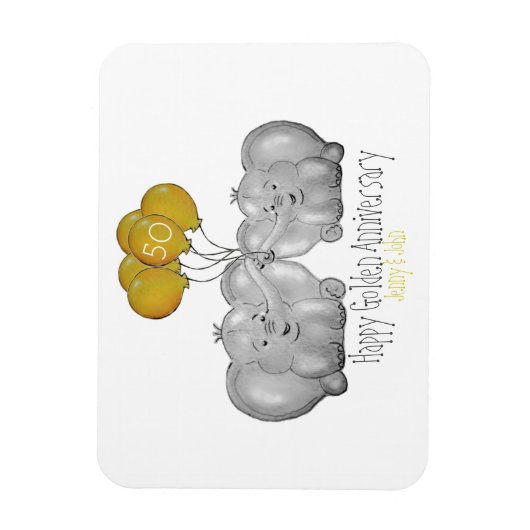 50e Golden Wedding Jubileum schattige olifant Magneet (Verticaal)