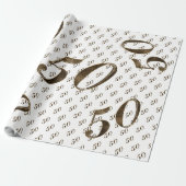 50e Golden Wedding Jubileum Typografie Elegant Cadeaupapier (Uitgerold)