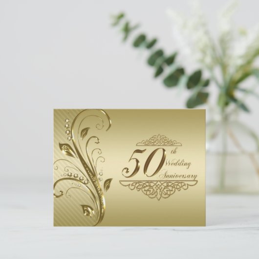 50e Golden Wedding Jubileum Uitnodiging Kaart (Staand voorkant)