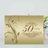 50e Golden Wedding Jubileum Uitnodiging Kaart (Staand voorkant)