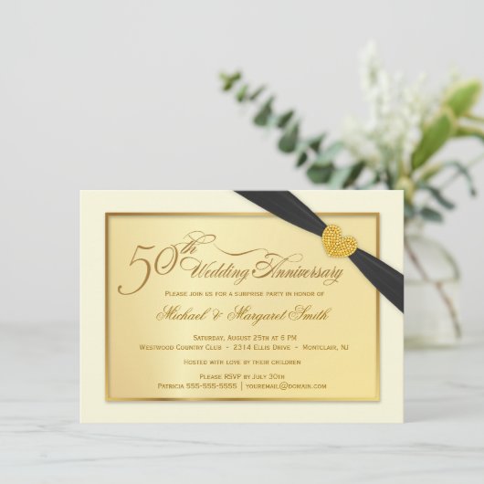 50e Golden Wedding Jubileum Uitnodigingen (Staand voorkant)