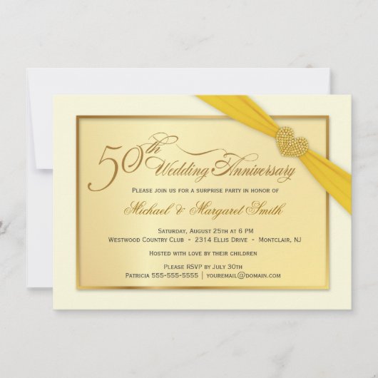 50e Golden Wedding Jubileum Uitnodigingen (Voorkant)