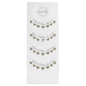 50e Golden Wedding Jubileum wit bunting Wijn Cadeautas (Achterkant)