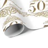 50e Golden Wedding Jubileum Wrapping Paper Cadeaupapier (Rol Hoek)