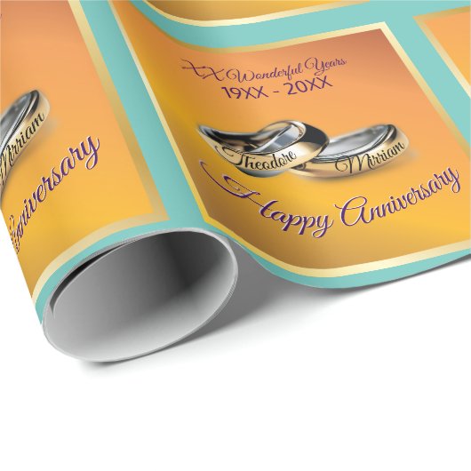 50e ✨💛 Golden Wedding Rings Jubileum Cadeaupapier (Rol Hoek)