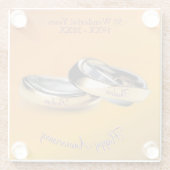 50e ✨💛 Golden Wedding Rings Jubileum Glazen Onderzetter (Achterkant)