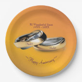 50e ✨💛 Golden Wedding Rings Jubileum Papieren Bordje (Voorkant)