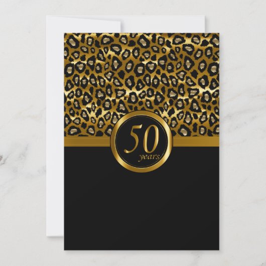 50e Golden Year Leopard Pattern Jubileum Kaart (Voorkant)