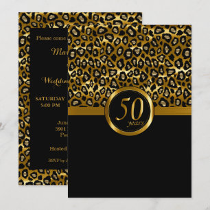 50e Golden Year Leopard Pattern Jubileum Kaart