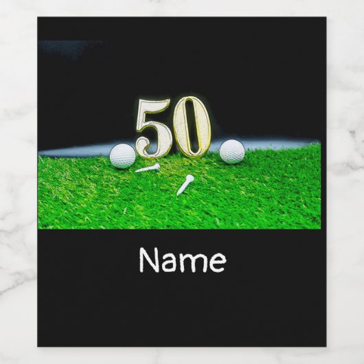 50e Golf verjaardag naar golfer met ballen golf Wijn Etiket (Enkel label)