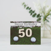 50e Golf-verjaardagskaart met golfbal Briefkaart (Staand voorkant)