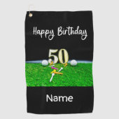 50e Golfverjaardag om te golfen met ballen en t -  Golfhanddoek (Voorkant)