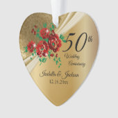 50e 💞 Goud Bloemen Bruiloft Jubileum Ornament (voorkant)