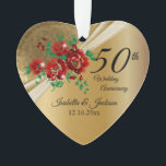 50e 💞 Goud Bloemen Bruiloft Jubileum Ornament<br><div class="desc">50e bruiloft Jubileum Keepsake Design Ornament. Dit product is 100% . Grafiek en/of tekst kunnen worden toegevoegd, verwijderd, verplaatst, verkleind, veranderd rond, geroteerd, etc... 99% van mijn design in mijn winkel worden gedaan in lagen. Hierdoor kunt u de grootte van afbeeldingen en tekst eenvoudig wijzigen en verplaatsen, zodat deze perfect...</div>