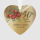 50e 💞 Goud Bloemen Bruiloft Jubileum Ornament (achterkant)