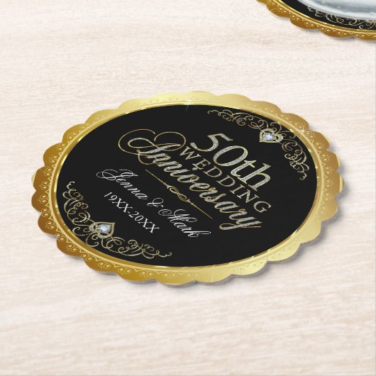 50e goudbruiloft moderne typografie kartonnen onderzetters (Gekanteld)