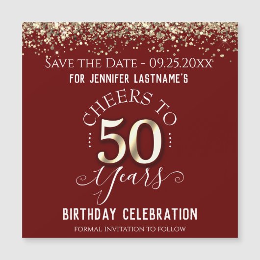 50e gouddag Sparen de Datum Magnet (Voorkant)