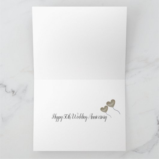 50e gouden Ballon voor weddenschappen Jubileum Kaart (Binnen)