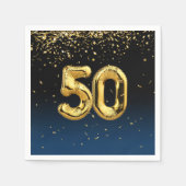 50e gouden ballonnen en Confetti Napkins Servet (Voorkant)