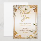 50e gouden bruiloft glitters kader bloemstuk bruil bedankkaart (Voorkant / Achterkant)