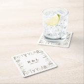 50e gouden bruiloft Jubileum cadeau Kartonnen Onderzetters (Insitu)