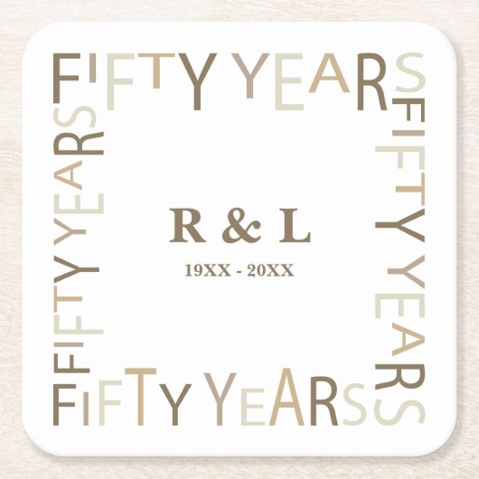 50e gouden bruiloft Jubileum cadeau Kartonnen Onderzetters (Voorkant)