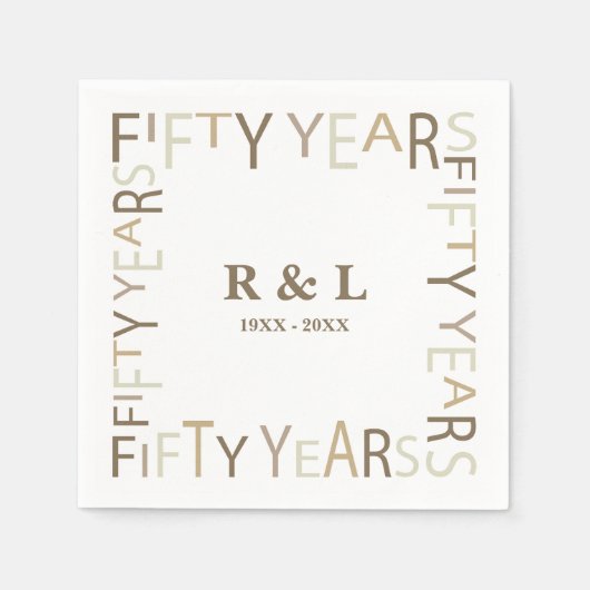 50e gouden bruiloft Jubileum cadeau papier Servet (Voorkant)
