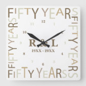 50e gouden bruiloft Jubileum cadeau Vierkante Klok (Voorkant)
