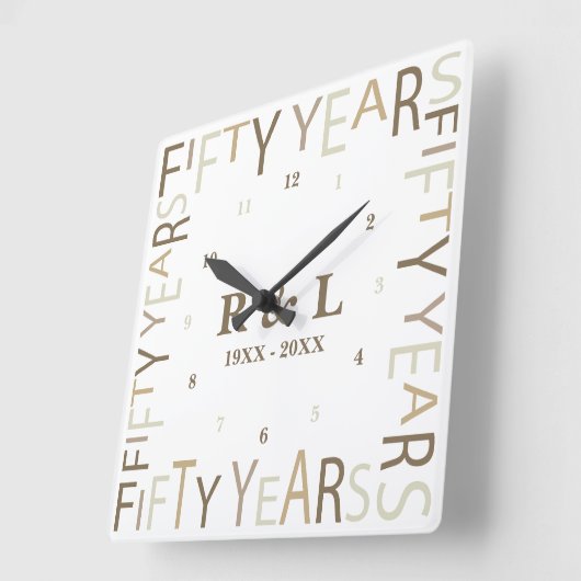 50e gouden bruiloft Jubileum cadeau Vierkante Klok (Hoek)