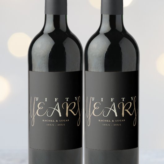 50e gouden bruiloft Jubileum cadeau Wijn Etiket