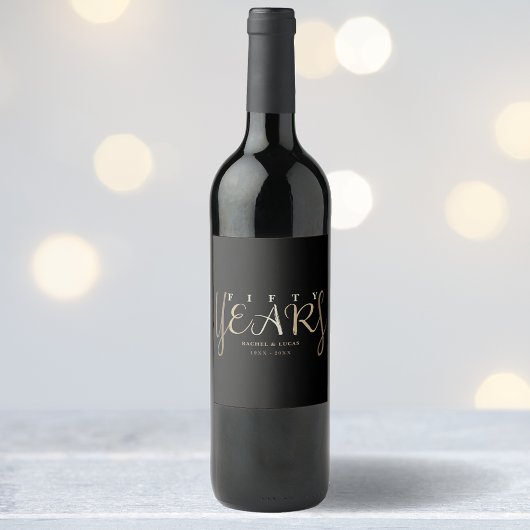 50e gouden bruiloft Jubileum cadeau Wijn Etiket