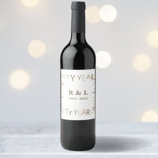 50e gouden bruiloft Jubileum cadeau (wit) Wijn Etiket