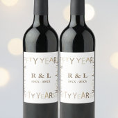 50e gouden bruiloft Jubileum cadeau (wit) Wijn Etiket