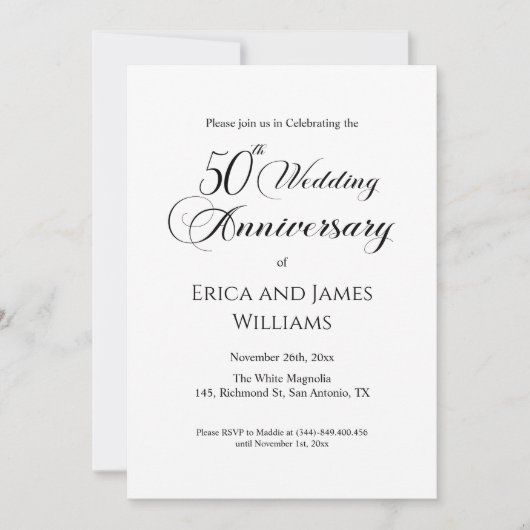 50e gouden bruiloft Jubileum Elegant Script Kaart (Voorkant)