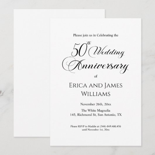 50e gouden bruiloft Jubileum Elegant Script Kaart (Voorkant / Achterkant)