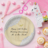 50e gouden bruiloft Jubileum Faux satijn + kant Papieren Bordje (Feest)