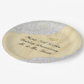 50e gouden bruiloft Jubileum Faux satijn + kant Papieren Bordje (Gekanteld)