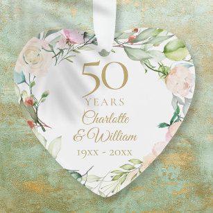 50e gouden bruiloft Jubileum Floral Keepomwille Ornament