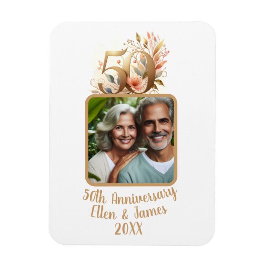50e gouden bruiloft Jubileum foto Keepsake Magneet (Verticaal)