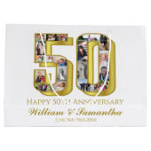 50e gouden bruiloft Jubileum fotocollage Groot Cadeauzakje (Achterkant)