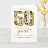 50e gouden bruiloft Jubileum fotocollage Kaart (Gele Bloem)