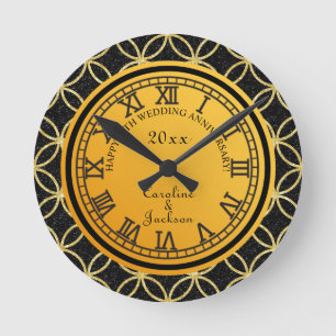 50e gouden bruiloft Jubileum glitter Ronde Klok