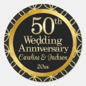 50e gouden bruiloft Jubileum gouden letters Sticke Ronde Sticker (Voorkant)