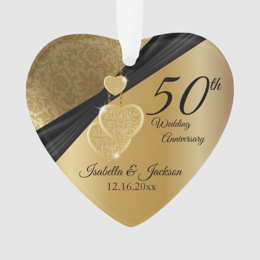 50e gouden bruiloft Jubileum Keepsake Design Ornament (voorkant)