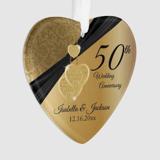 50e gouden bruiloft Jubileum Keepsake Design Ornament (voorkant)