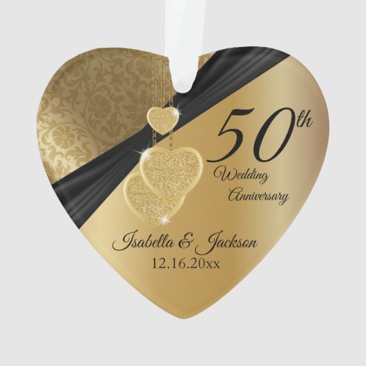50e gouden bruiloft Jubileum Keepsake Design Ornament (achterkant)