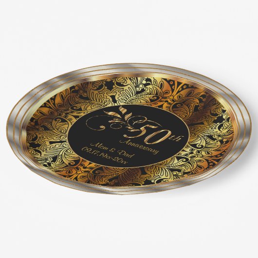 50e gouden bruiloft / Jubileum Papieren Bordje (Gekanteld)