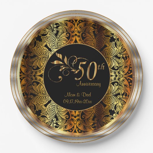 50e gouden bruiloft / Jubileum Papieren Bordje (Voorkant)