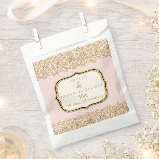 50e gouden bruiloft Jubileum roze viering Bedankzakje (Geknipt)